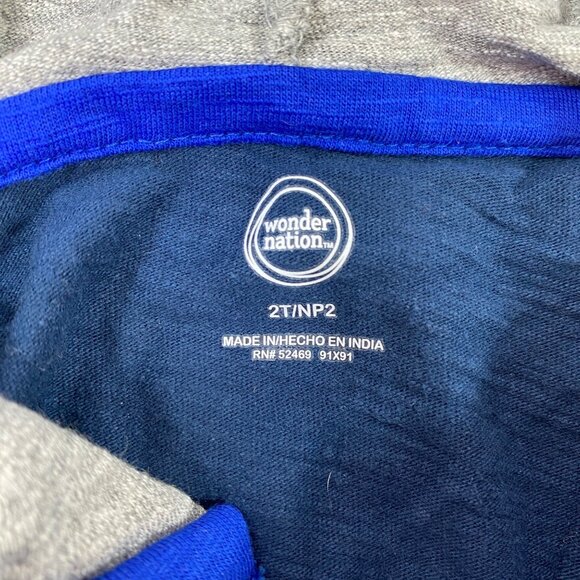Wonder Nation Toddlers Blue Gray Long-Sleeve Pullover Jersey Hoodie Size 2T - Picture 4 of 5